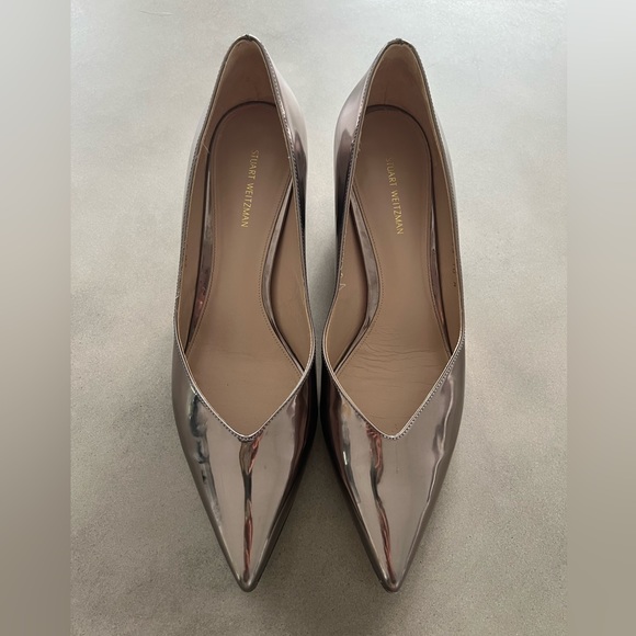 Stuart Weitzman Metallic Low Block Pump, Size 10 - Picture 1 of 5